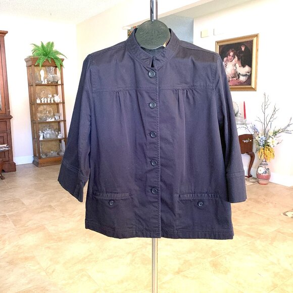 NWOT Westbound Black Polished Cotton 3/4 Length Sleeve Jacket size XL - Picture 1 of 7